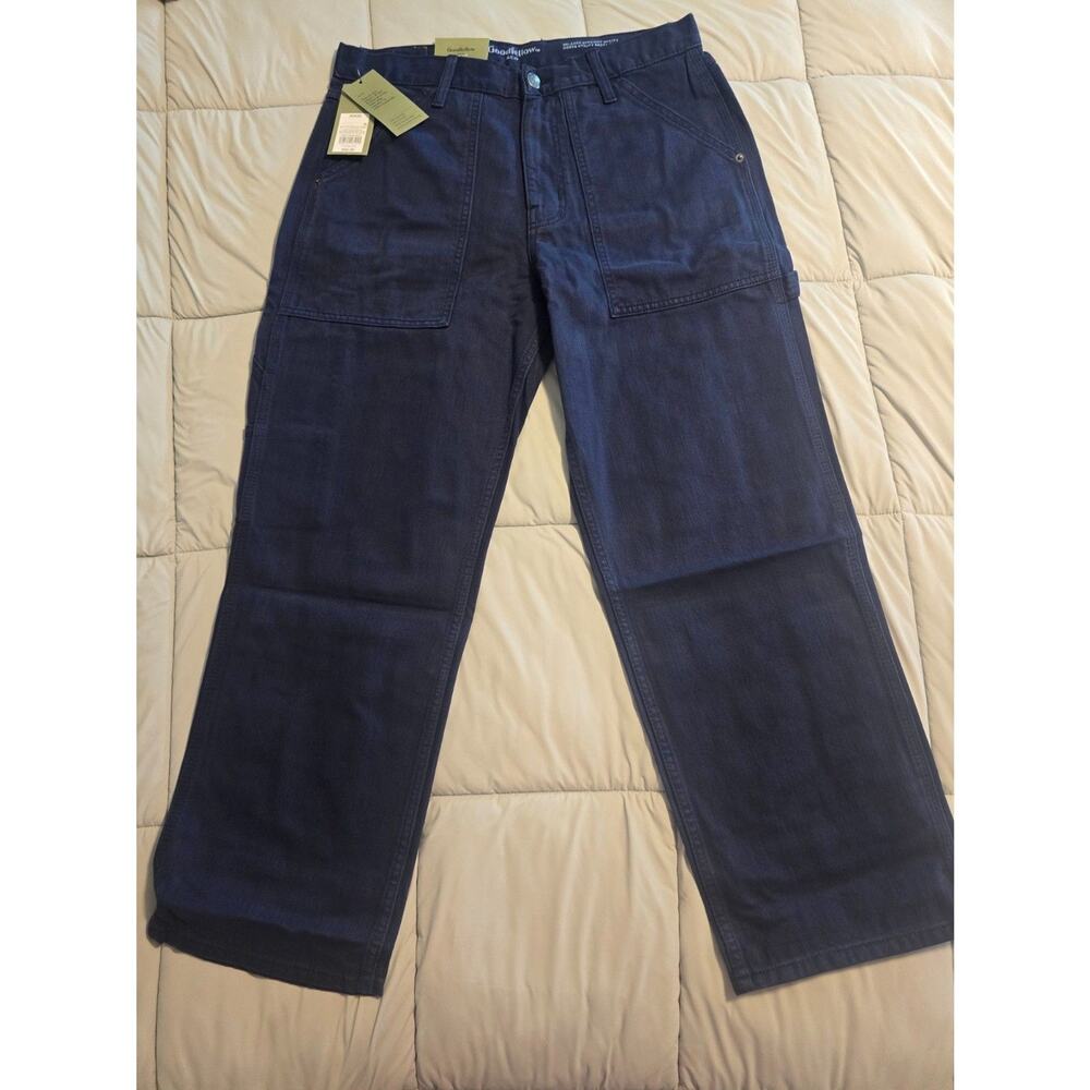 30x30 Goodfellow & Co Men's Relaxed Straight Utility Pants Navy Blue